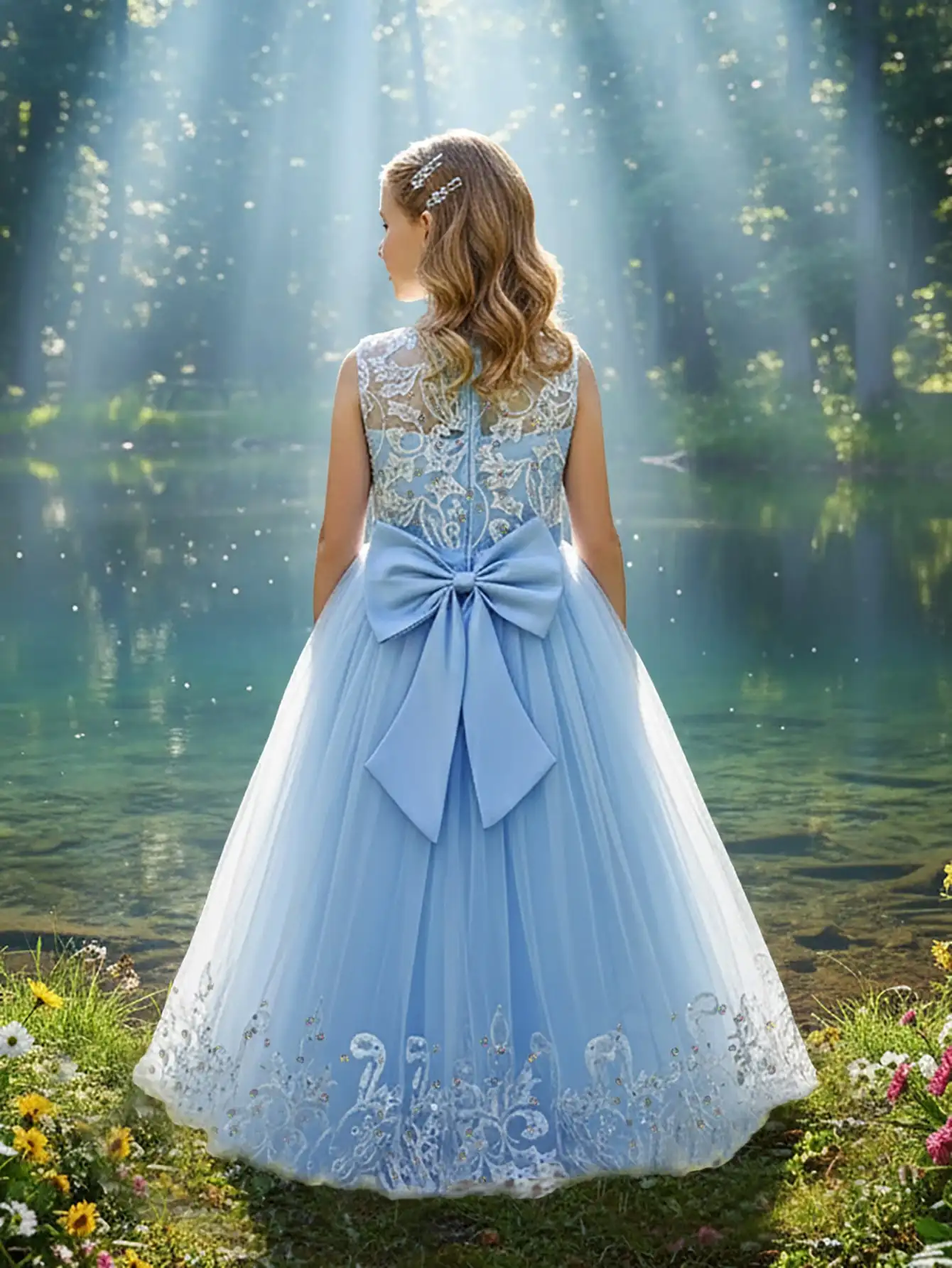 2026 Flower Girl Dresses For Weddings Lace Luxury Vestidos Princess Birthday Party Bridesmaid Dress For Kid 5-12 Years BIBIHOU