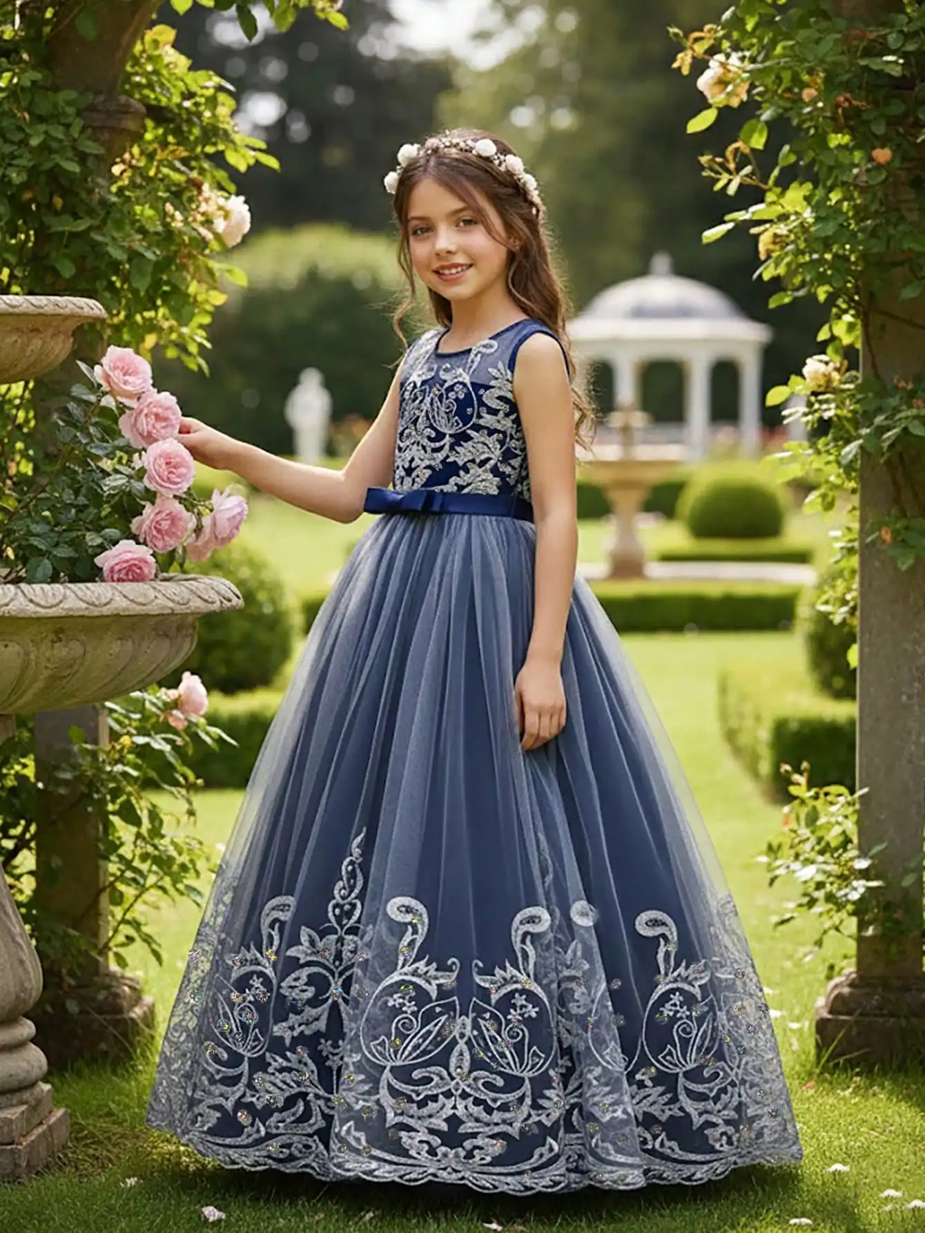2026 Flower Girl Dresses For Weddings Lace Luxury Vestidos Princess Birthday Party Bridesmaid Dress For Kid 5-12 Years BIBIHOU