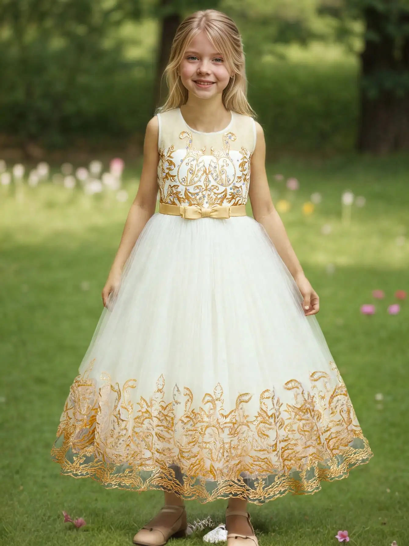 2026 Flower Girl Dresses For Weddings Lace Luxury Vestidos Princess Birthday Party Bridesmaid Dress For Kid 5-12 Years BIBIHOU