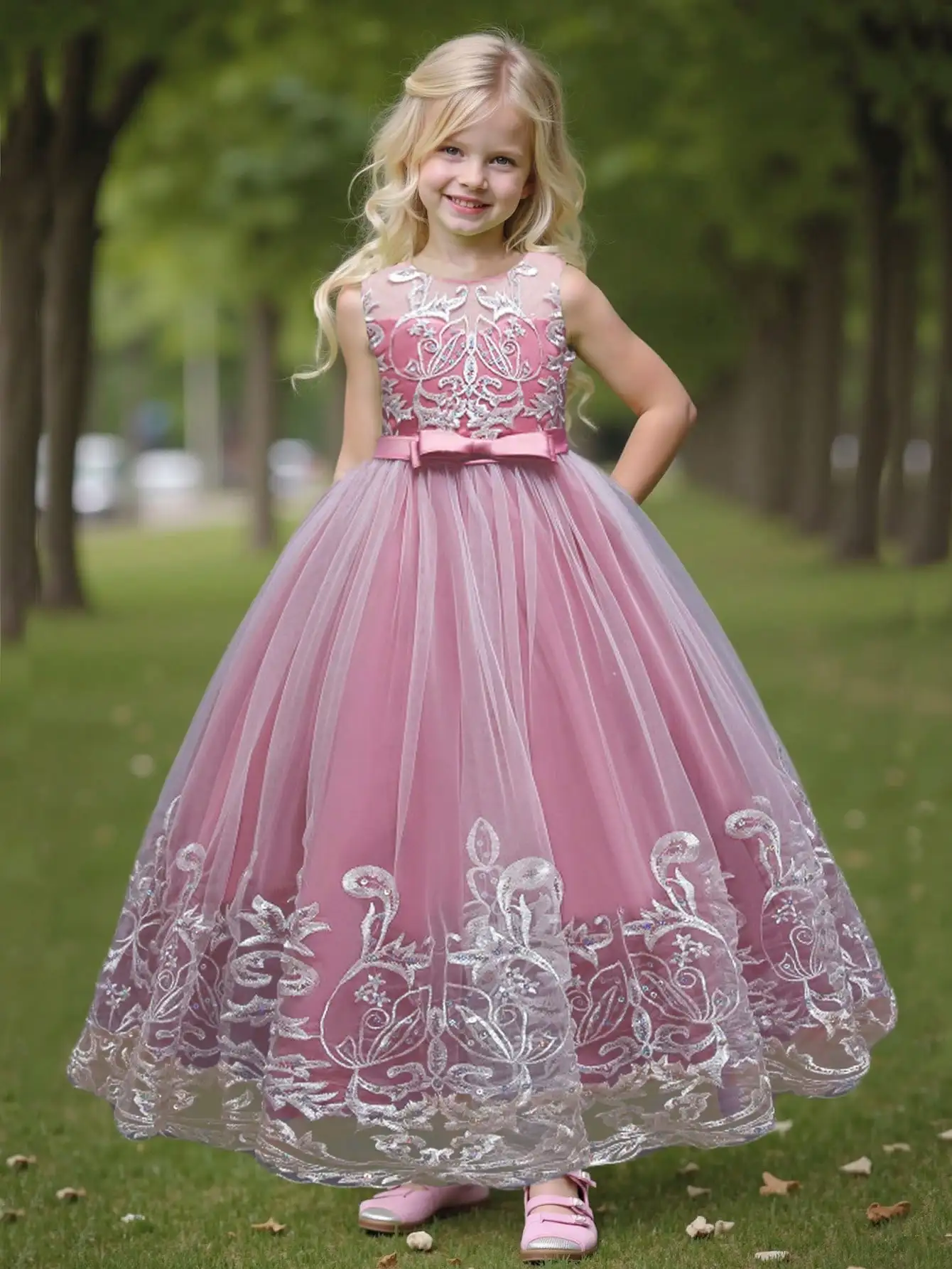 2026 Flower Girl Dresses For Weddings Lace Luxury Vestidos Princess Birthday Party Bridesmaid Dress For Kid 5-12 Years BIBIHOU
