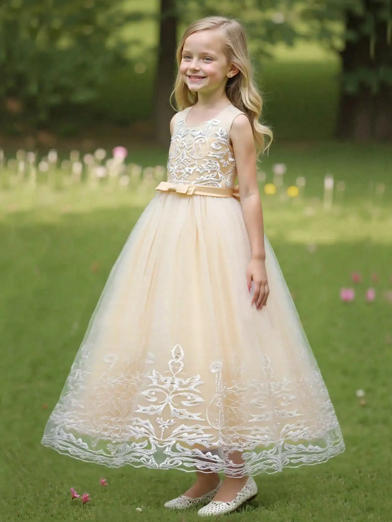 2026 Flower Girl Dresses For Weddings Lace Luxury Vestidos Princess Birthday Party Bridesmaid Dress For Kid 5-12 Years BIBIHOU