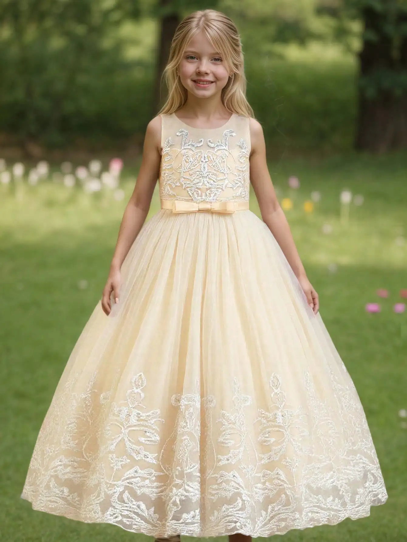2026 Flower Girl Dresses For Weddings Lace Luxury Vestidos Princess Birthday Party Bridesmaid Dress For Kid 5-12 Years BIBIHOU