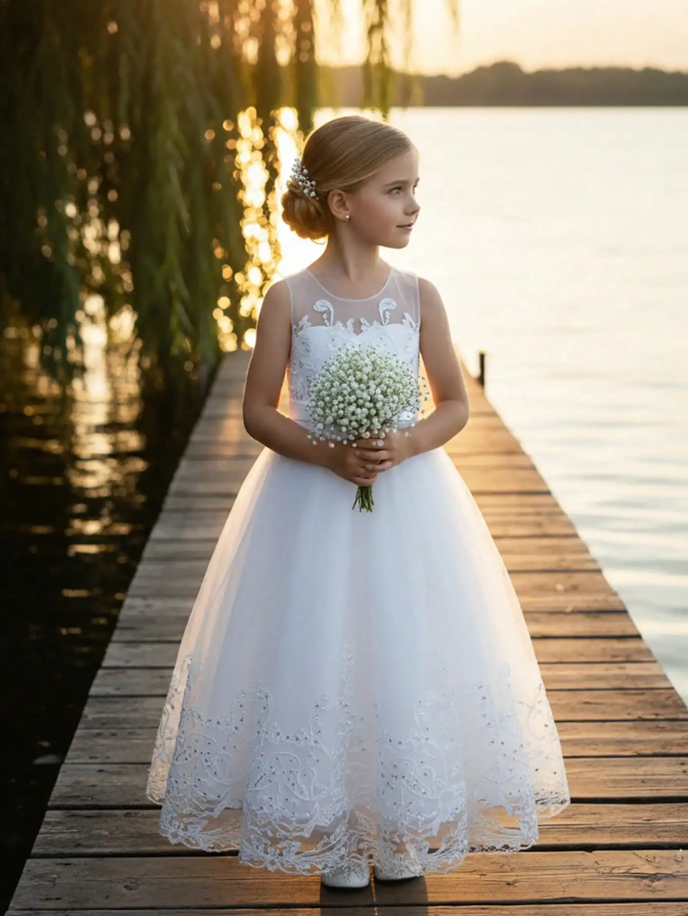 2026 Flower Girl Dresses For Weddings Lace Luxury Vestidos Princess Birthday Party Bridesmaid Dress For Kid 5-12 Years BIBIHOU