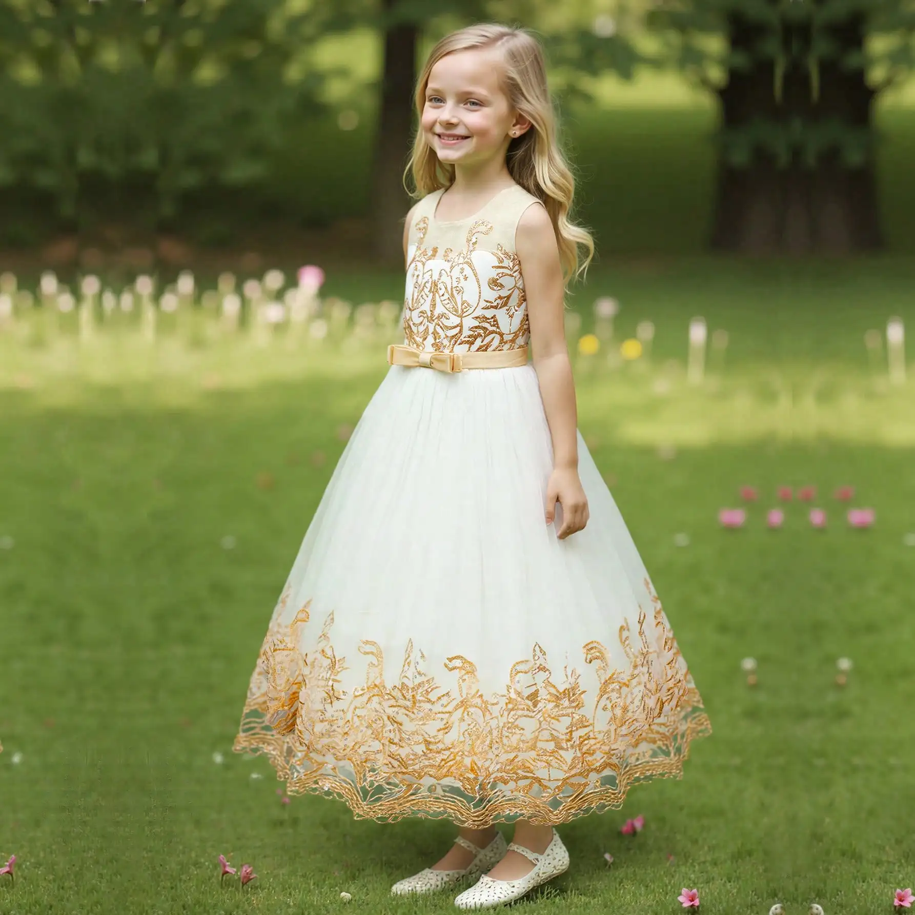 2026 Flower Girl Dresses For Weddings Lace Luxury Vestidos Princess Birthday Party Bridesmaid Dress For Kid 5-12 Years BIBIHOU
