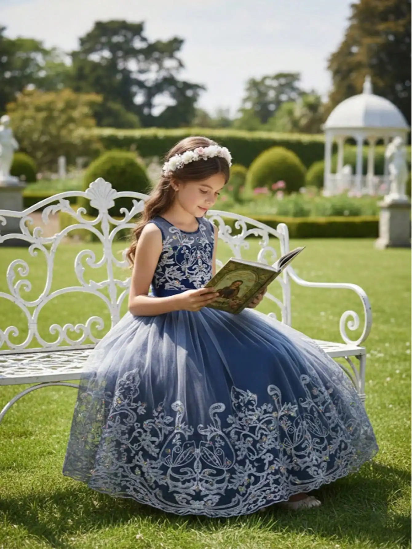 2026 Flower Girl Dresses For Weddings Lace Luxury Vestidos Princess Birthday Party Bridesmaid Dress For Kid 5-12 Years BIBIHOU
