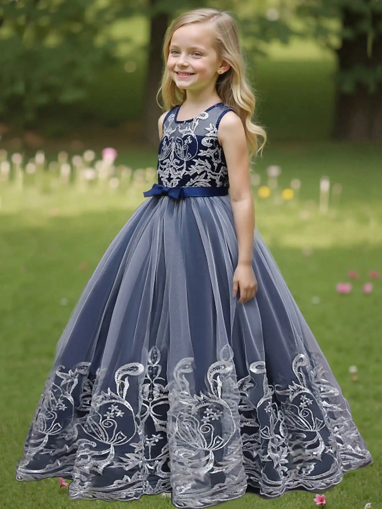 2026 Flower Girl Dresses For Weddings Lace Luxury Vestidos Princess Birthday Party Bridesmaid Dress For Kid 5-12 Years BIBIHOU