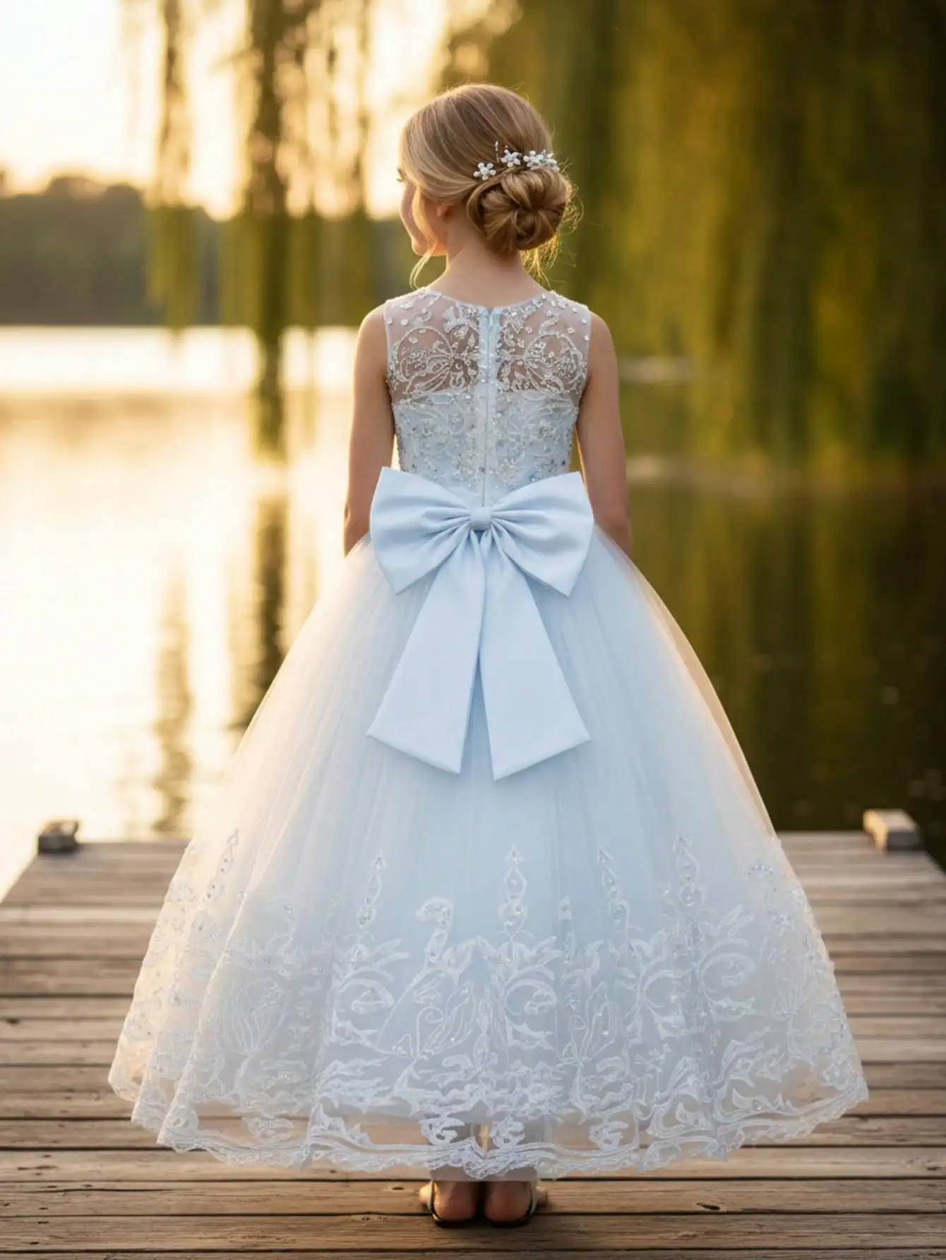 2026 Flower Girl Dresses For Weddings Lace Luxury Vestidos Princess Birthday Party Bridesmaid Dress For Kid 5-12 Years BIBIHOU