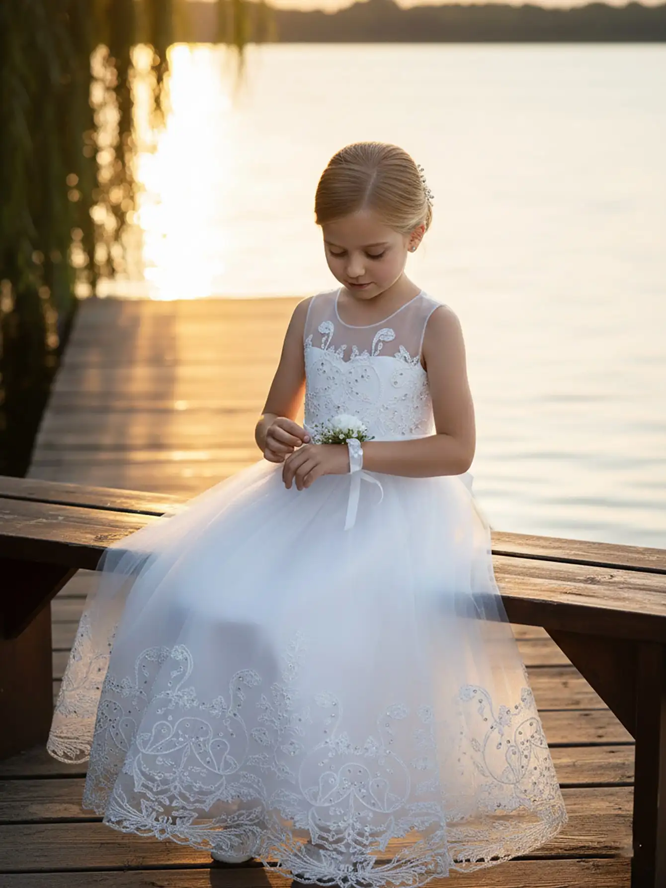 2026 Flower Girl Dresses For Weddings Lace Luxury Vestidos Princess Birthday Party Bridesmaid Dress For Kid 5-12 Years BIBIHOU