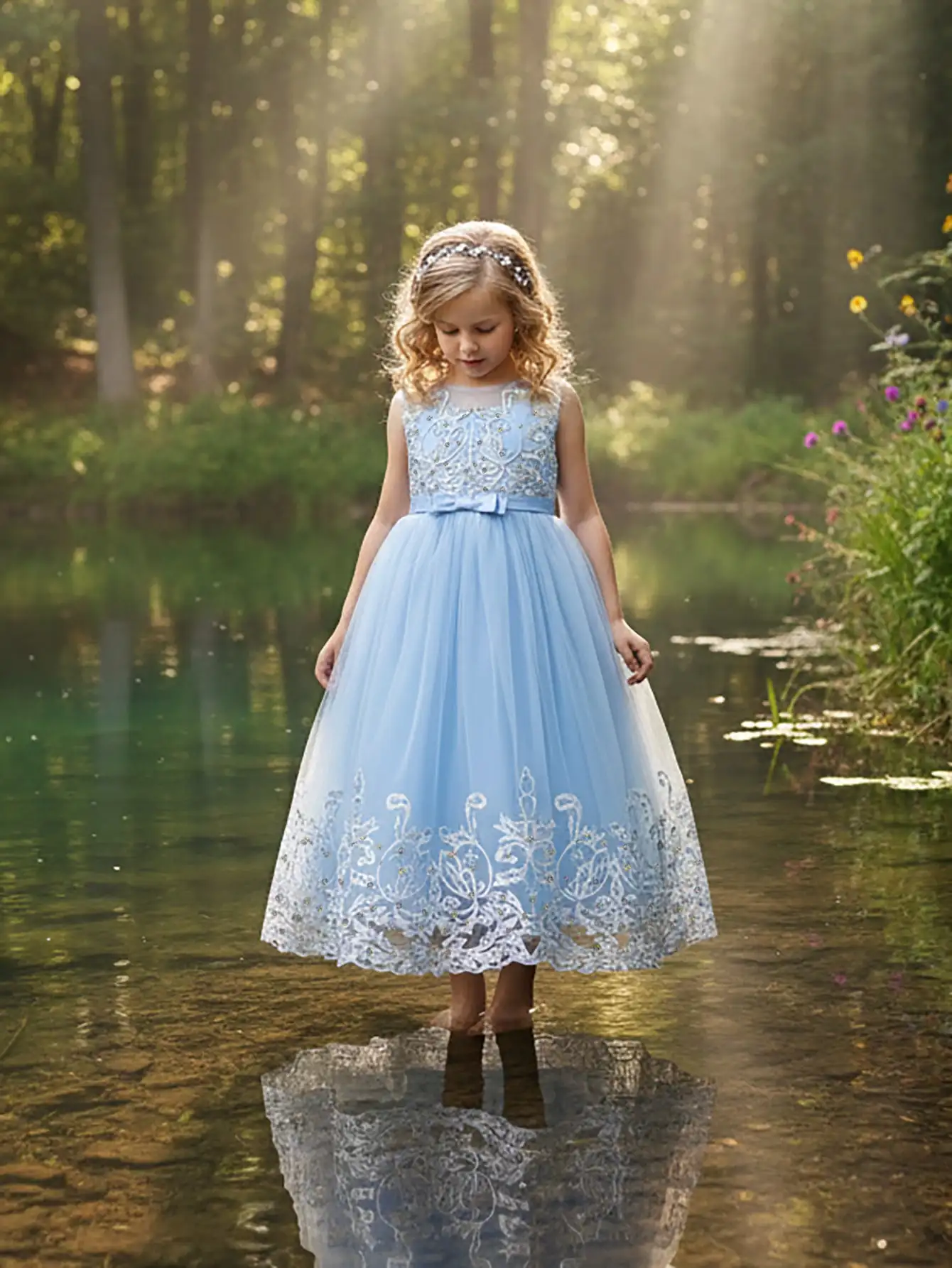 2026 Flower Girl Dresses For Weddings Lace Luxury Vestidos Princess Birthday Party Bridesmaid Dress For Kid 5-12 Years BIBIHOU