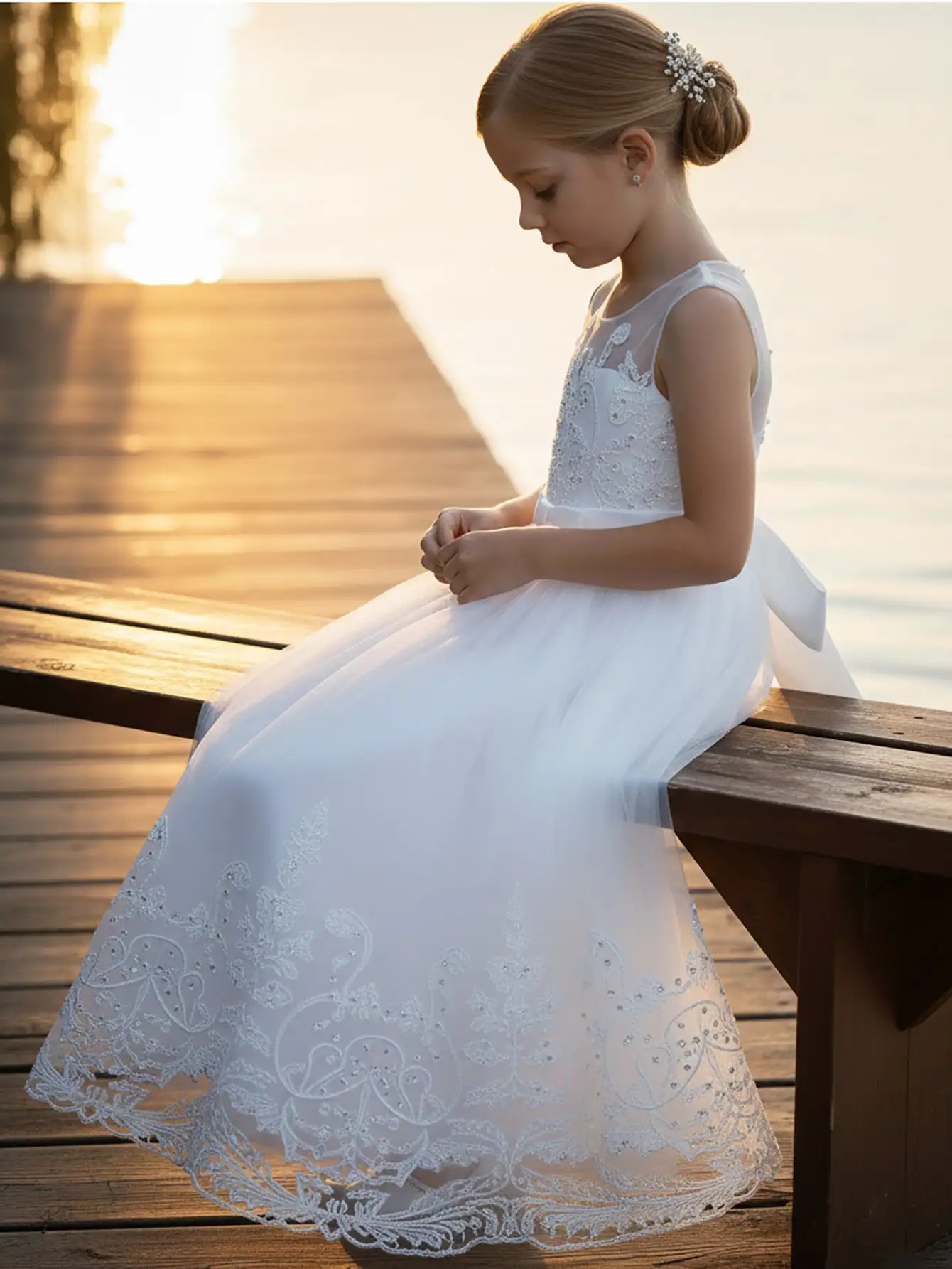 2026 Flower Girl Dresses For Weddings Lace Luxury Vestidos Princess Birthday Party Bridesmaid Dress For Kid 5-12 Years BIBIHOU