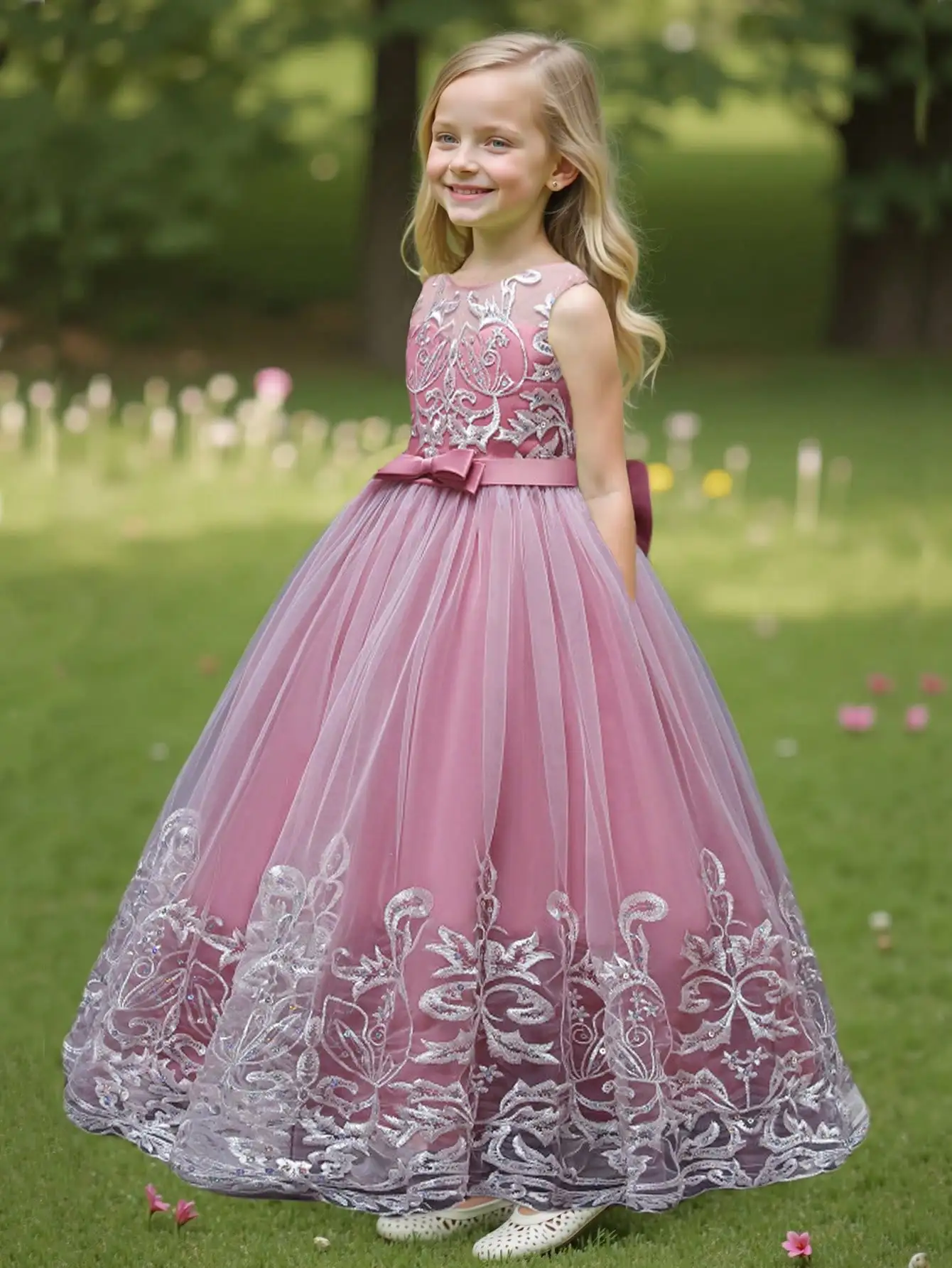 2026 Flower Girl Dresses For Weddings Lace Luxury Vestidos Princess Birthday Party Bridesmaid Dress For Kid 5-12 Years BIBIHOU