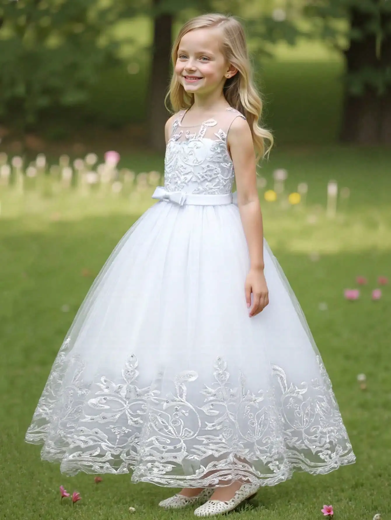 2026 Flower Girl Dresses For Weddings Lace Luxury Vestidos Princess Birthday Party Bridesmaid Dress For Kid 5-12 Years BIBIHOU