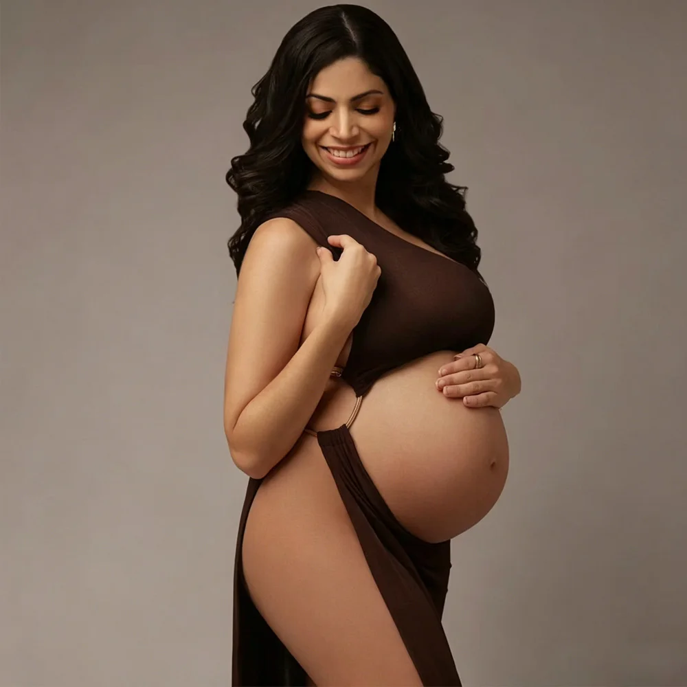Pregnancy Photography Outfit One Shoulder Sleeveless Side Slit Dress Photography Dress For Women Photography Studio Clothing