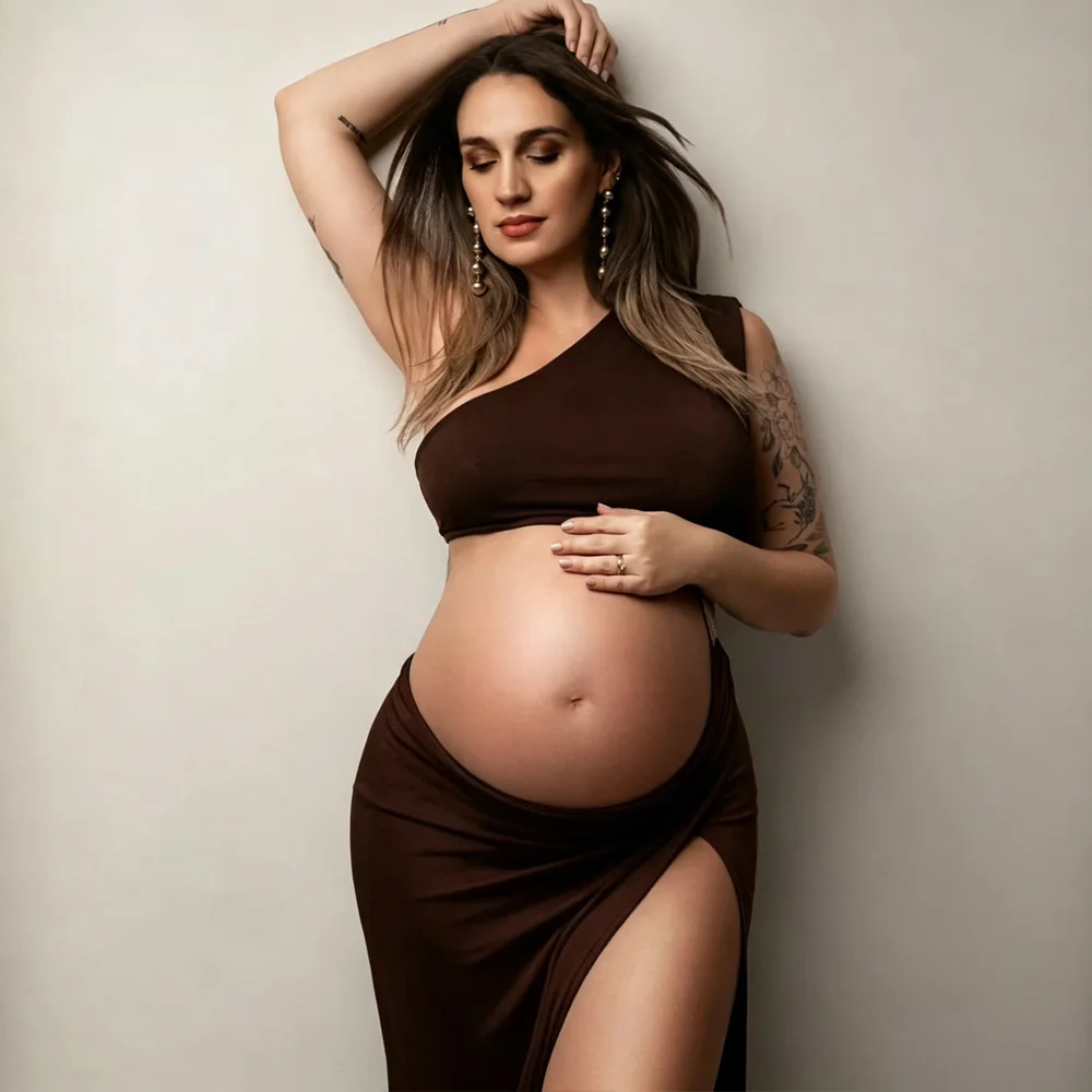 Pregnancy Photography Outfit One Shoulder Sleeveless Side Slit Dress Photography Dress For Women Photography Studio Clothing