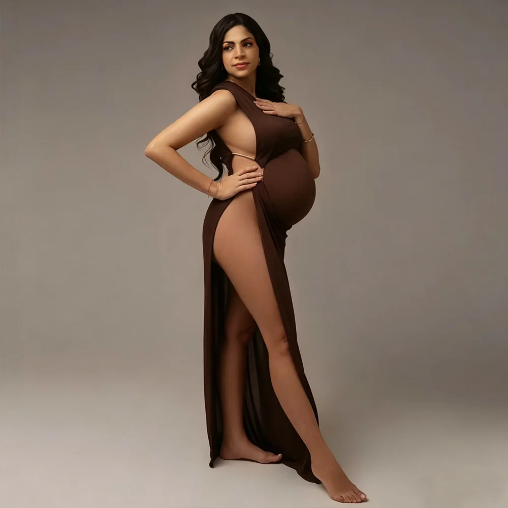 Pregnancy Photography Outfit One Shoulder Sleeveless Side Slit Dress Photography Dress For Women Photography Studio Clothing