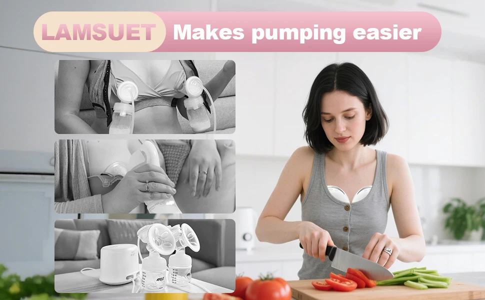 Wearable Electric Breast Pump with Breast Pump Bag, Strong Suction & Low Noise, 4 Modes 12 Levels, Includes 19/21/24mm Flanges