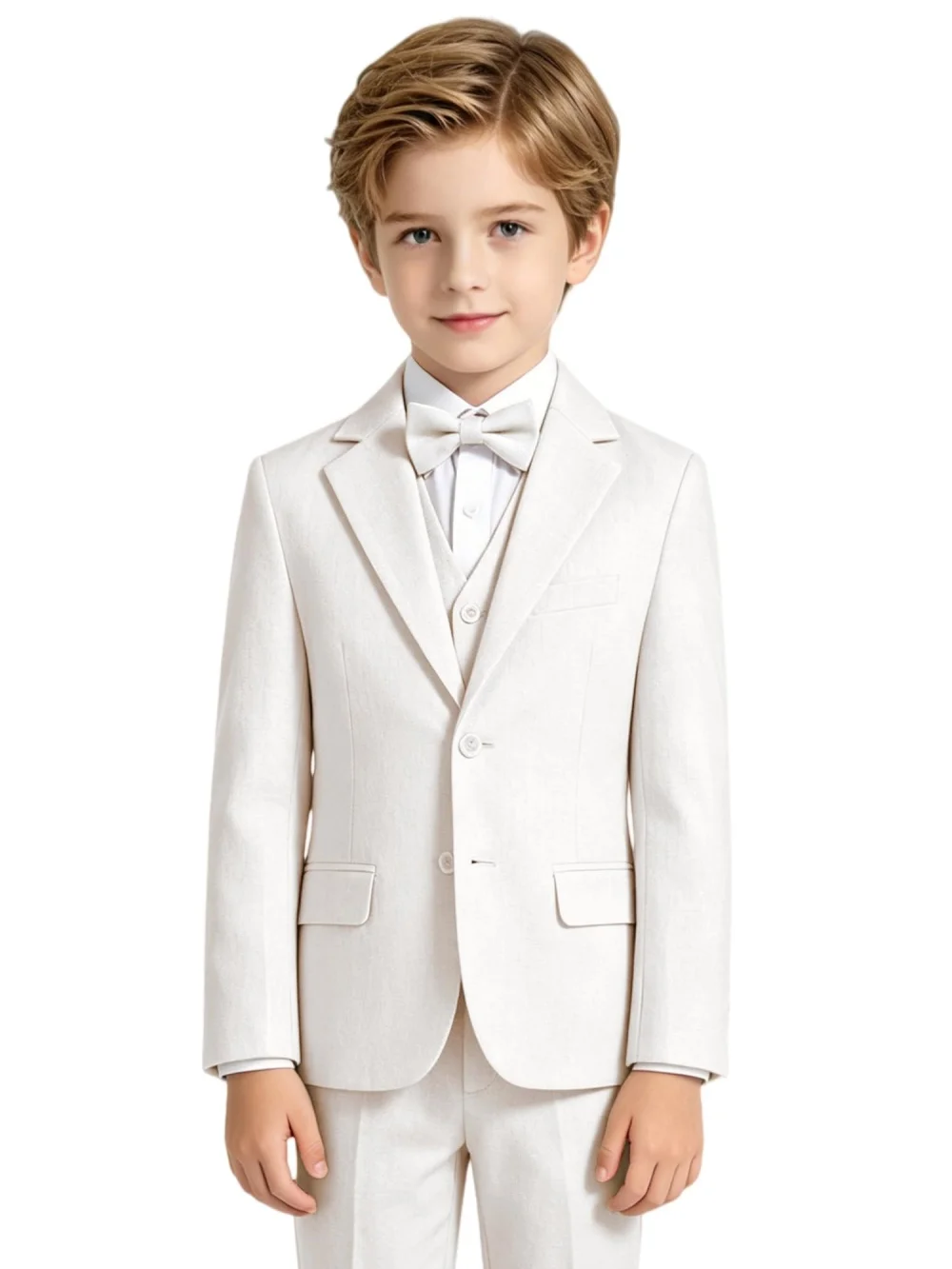 Notched Lapel Boys Suit Set 3 Pieces For Stage Performance Smart Formal Kids Slim Fit Suits Wedding Guest Clothes 2-20T Tuxedo
