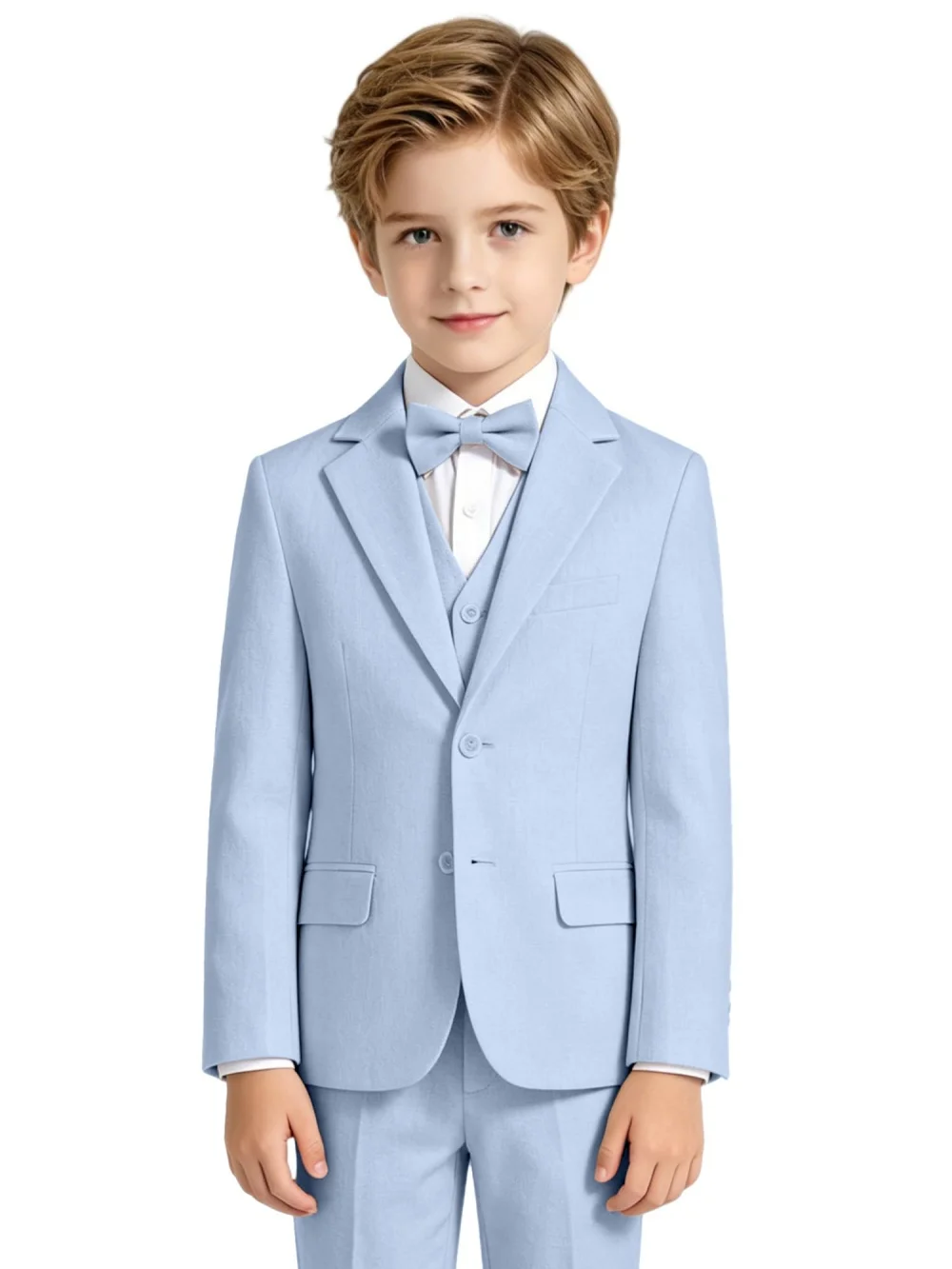 Notched Lapel Boys Suit Set 3 Pieces For Stage Performance Smart Formal Kids Slim Fit Suits Wedding Guest Clothes 2-20T Tuxedo