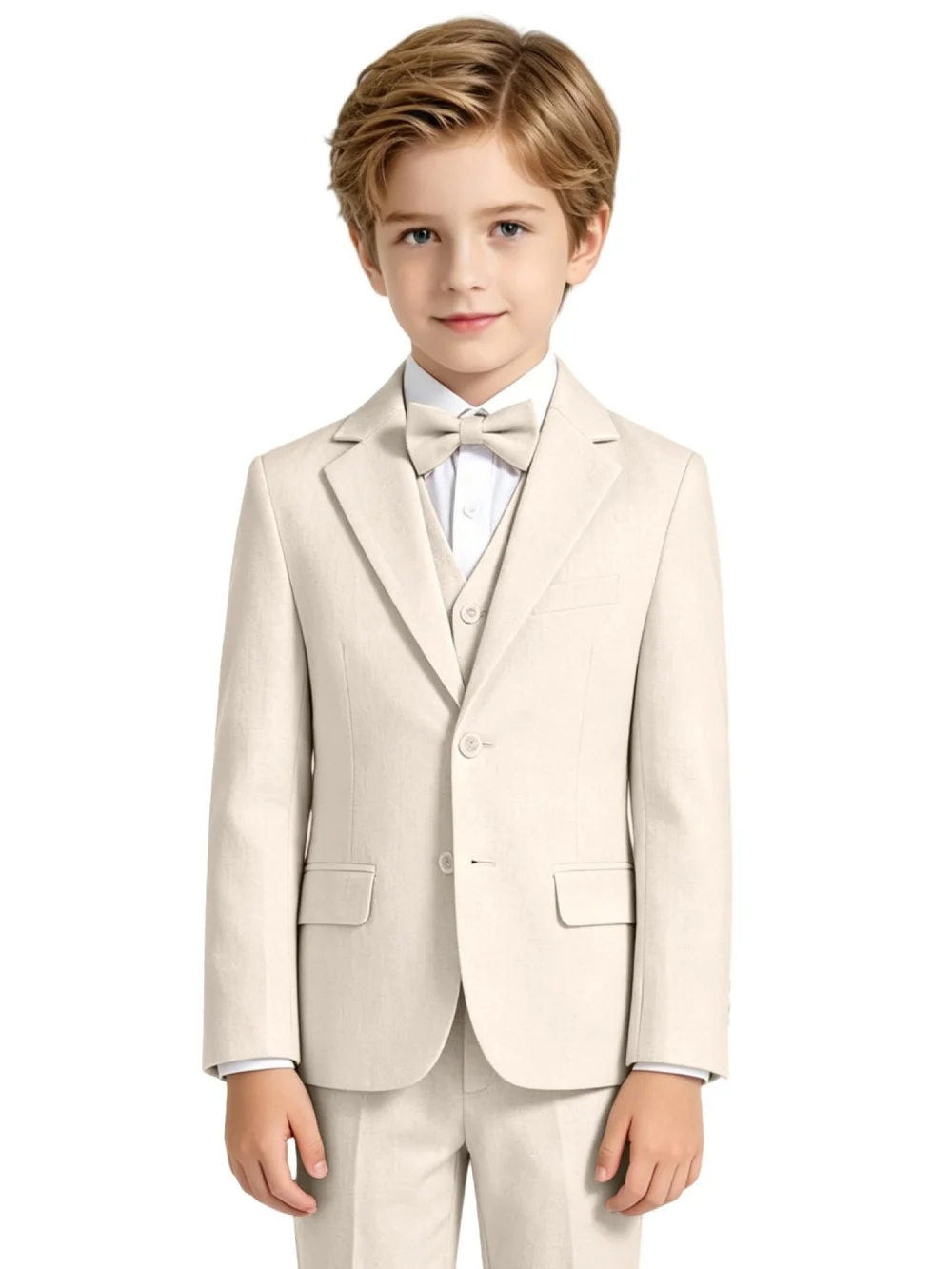 Notched Lapel Boys Suit Set 3 Pieces For Stage Performance Smart Formal Kids Slim Fit Suits Wedding Guest Clothes 2-20T Tuxedo