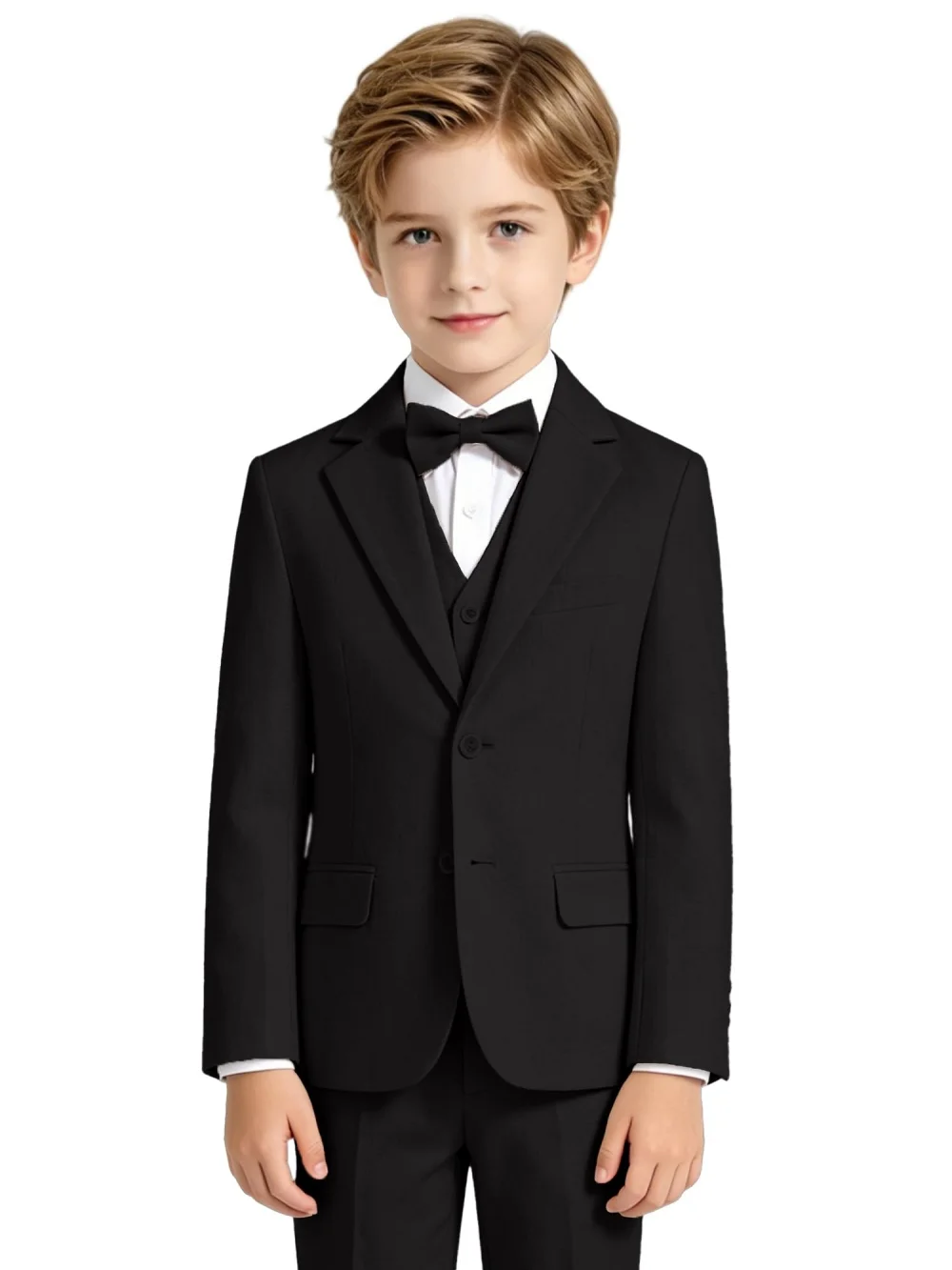 Notched Lapel Boys Suit Set 3 Pieces For Stage Performance Smart Formal Kids Slim Fit Suits Wedding Guest Clothes 2-20T Tuxedo