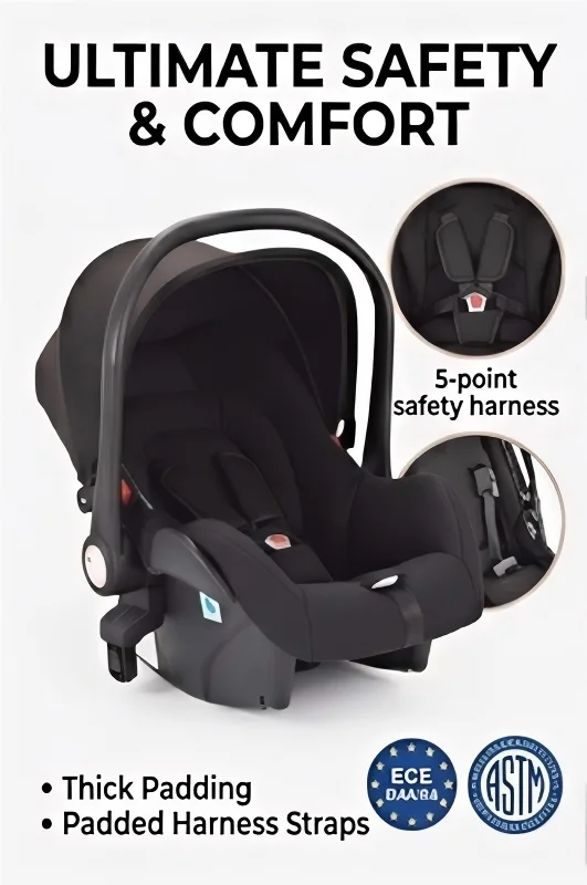 3-in-1 Baby Stroller Combo Travel System Lightweight Aluminum Frame Quick Folding All-Terrain Wheels with Suspension Reclining Backrest Comfortable Seat for Newborns with 6 Free Gifts