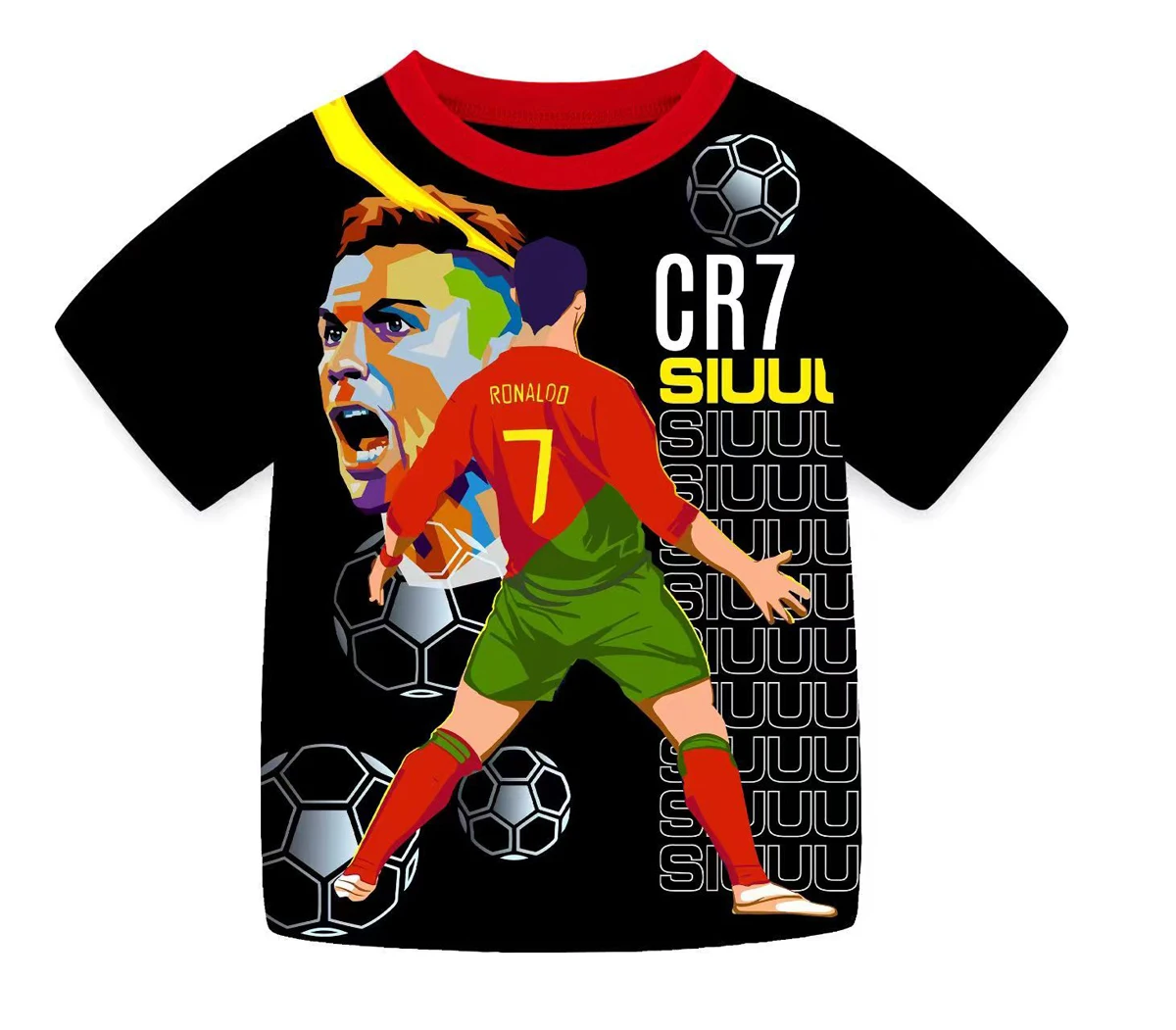 CR7 Cristiano Ronaldo Cartoon Print Boys Pyjamas Set Girls Pjs Outfit Nightwear Short Pants&Top Sleepwear Kids Homewear 6-13