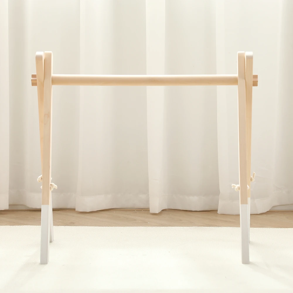 Wooden Baby Gym Frame Foldable Space Saving No Tools Assembly Lightweight 1130g Rounded Edges for Newborns