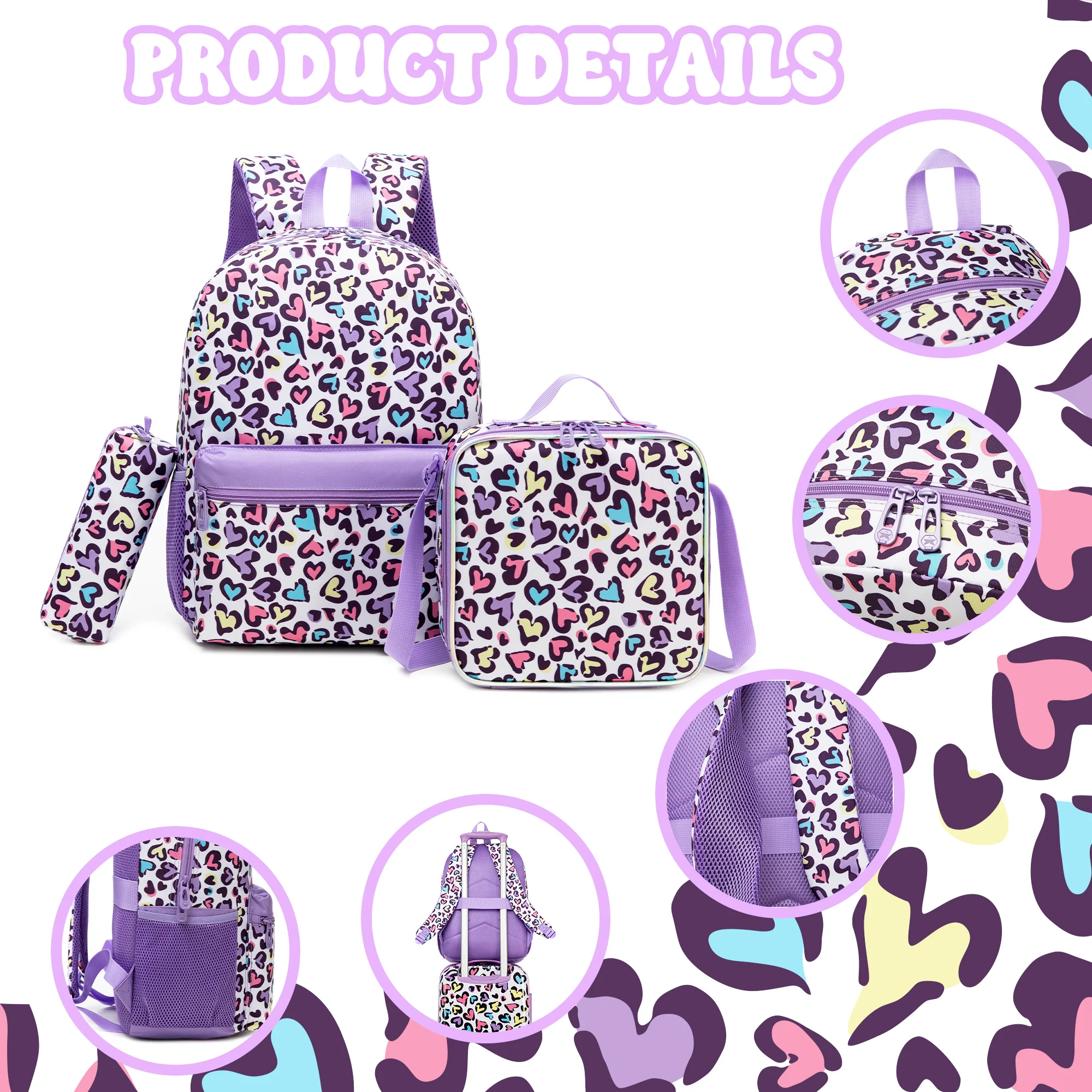 Backpack for Girls Backpack with Lunch Box School Backpacks for Girls with Pencil Case Back to School Supplies