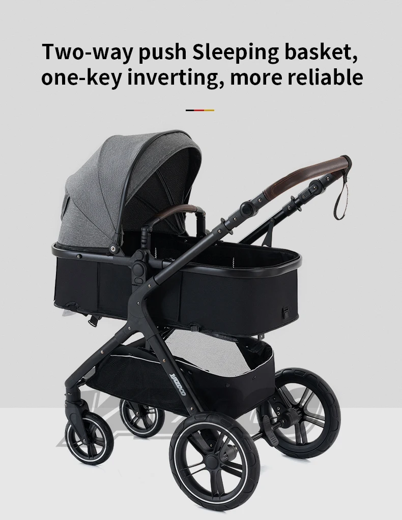 Lightweight 3-in-1 Multi-functional Baby Stroller Reclining Folding Pushchair High Landscape Baby Carriage with Storage