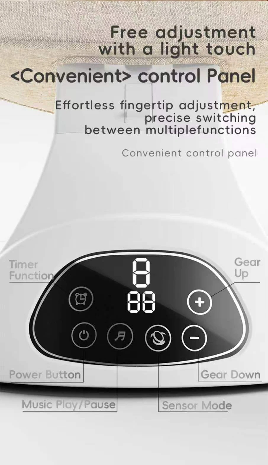 Electric Baby Swing 5 Speed Bluetooth Music Remote Control Timer Sensor Mode Foldable Mosquito Net Baby Rocking Chair Baby Bouncer for Newborn Infants 0 to 12 Months Hands Free Soothing Nursery Travel Essential