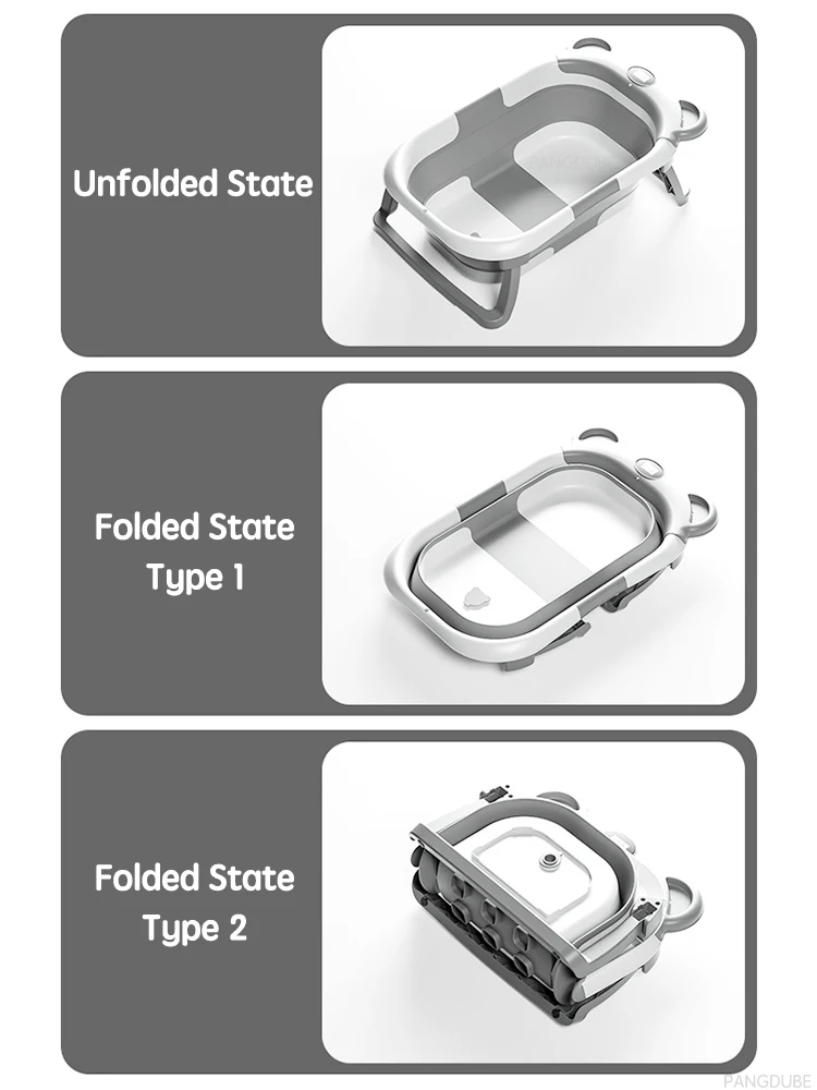 PANGDUBE Portable Foldable Baby Bathtub, Travel Bathtub for Newborn 0-36 Months, Real-Time Temp Sensor, Floating Bath Mat