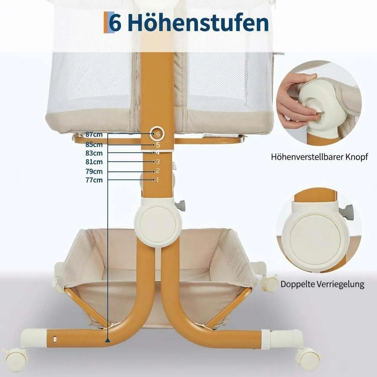 Baby Crib 3 in 1 Baby Bed Bedside Crib Baby Playpen 0-3 years child multi-function folding and lifting With Mosquito Net & Wheel