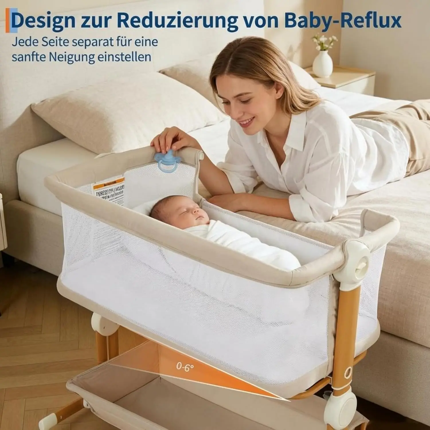 Baby Crib 3 in 1 Baby Bed Bedside Crib Baby Playpen 0-3 years child multi-function folding and lifting With Mosquito Net & Wheel