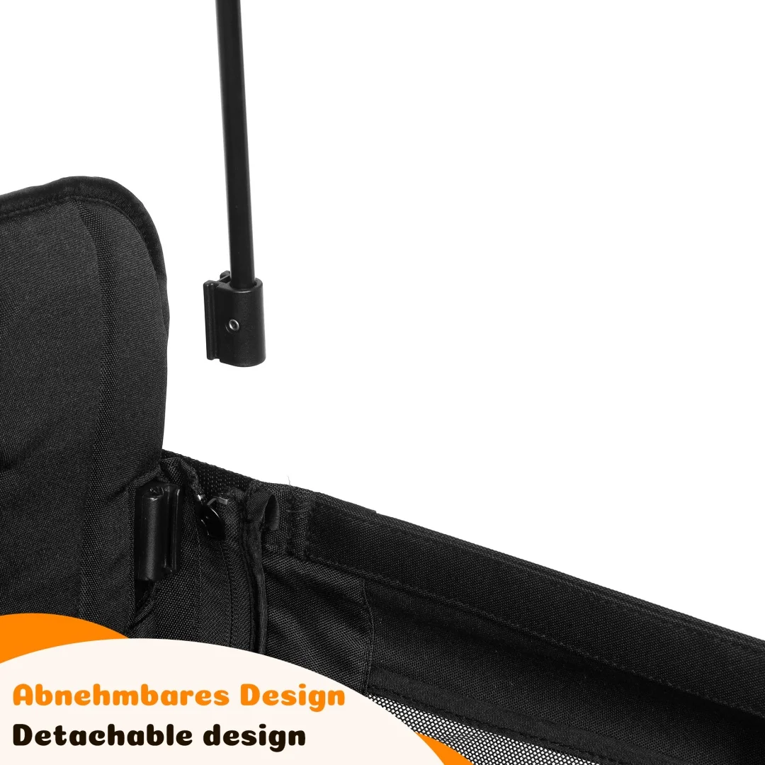 Stroller for 2 Children, Foldable Stroller with 2 High Seats with 8-Point Harnesses and Adjustable Canopy, with Sunshade, 5-Point Harness, 600D Oxford Cloth and Breathable Elastic Band, Perfect for Garden, Camping, Grocery Cart. Black.