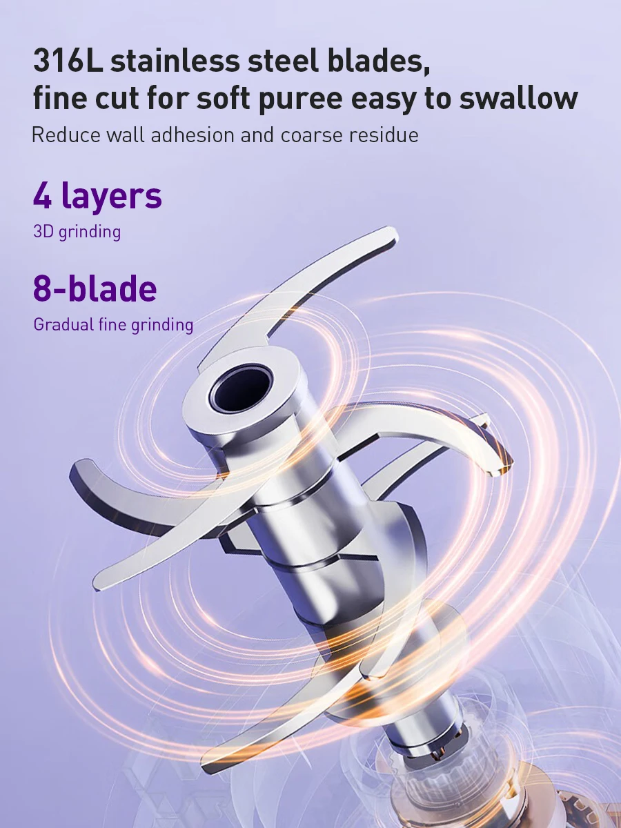 Philips Avent Baby Food Maker 150W 2 Glass Cups 2 Blades 25000RPM 316L 8-Blade Cutter Mini Food Processor