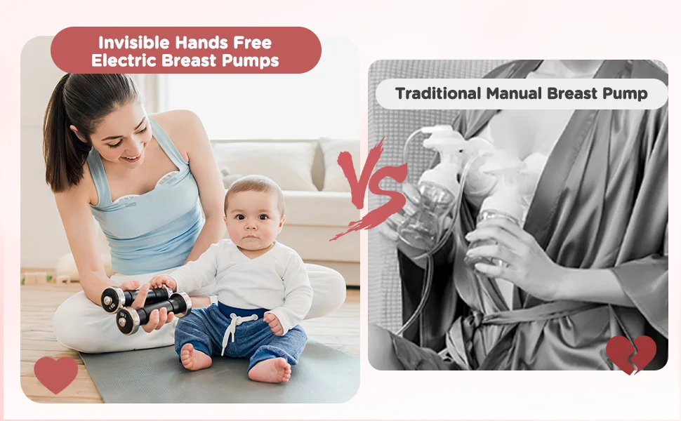Wearable Breast Pump, Hands-Free, with Longer Battery Life & LED Display, Leakproof Design, Portable Electric Breast Pump with 3 Modes & 12 Levels & Low Noise, Portable Breastfeeding Device with Carrying Case.