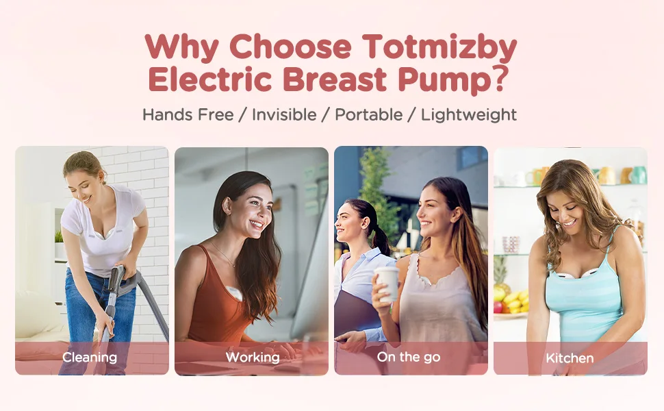 Wearable Breast Pump, Hands-Free, with Longer Battery Life & LED Display, Leakproof Design, Portable Electric Breast Pump with 3 Modes & 12 Levels & Low Noise, Portable Breastfeeding Device with Carrying Case.