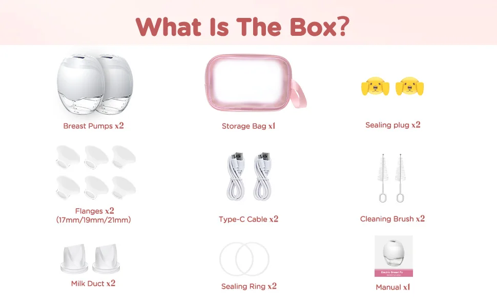 Wearable Breast Pump, Hands-Free, with Longer Battery Life & LED Display, Leakproof Design, Portable Electric Breast Pump with 3 Modes & 12 Levels & Low Noise, Portable Breastfeeding Device with Carrying Case.