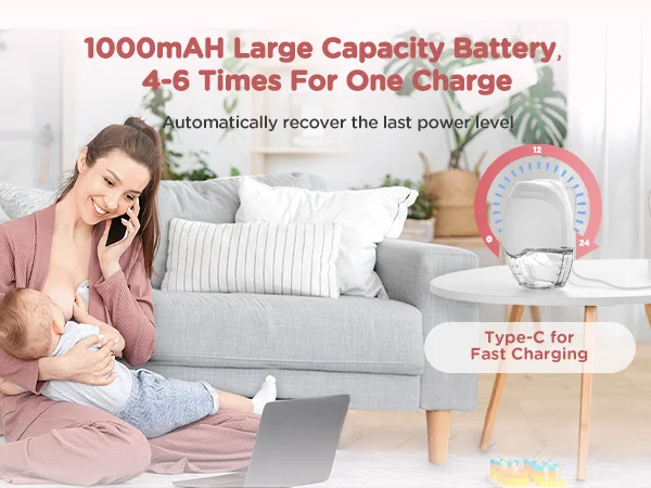Wearable Breast Pump, Hands-Free, with Longer Battery Life & LED Display, Leakproof Design, Portable Electric Breast Pump with 3 Modes & 12 Levels & Low Noise, Portable Breastfeeding Device with Carrying Case.