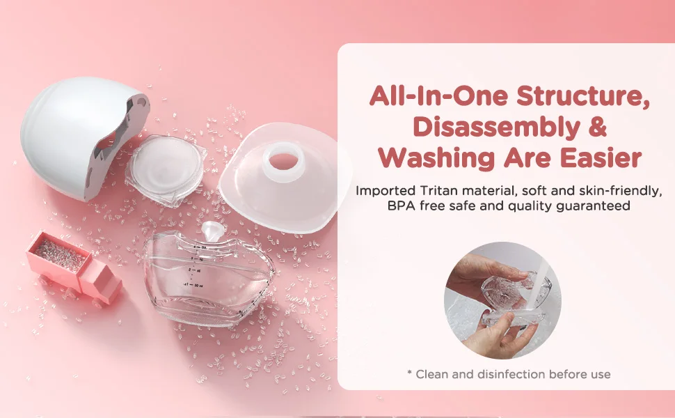 Wearable Breast Pump, Hands-Free, with Longer Battery Life & LED Display, Leakproof Design, Portable Electric Breast Pump with 3 Modes & 12 Levels & Low Noise, Portable Breastfeeding Device with Carrying Case.