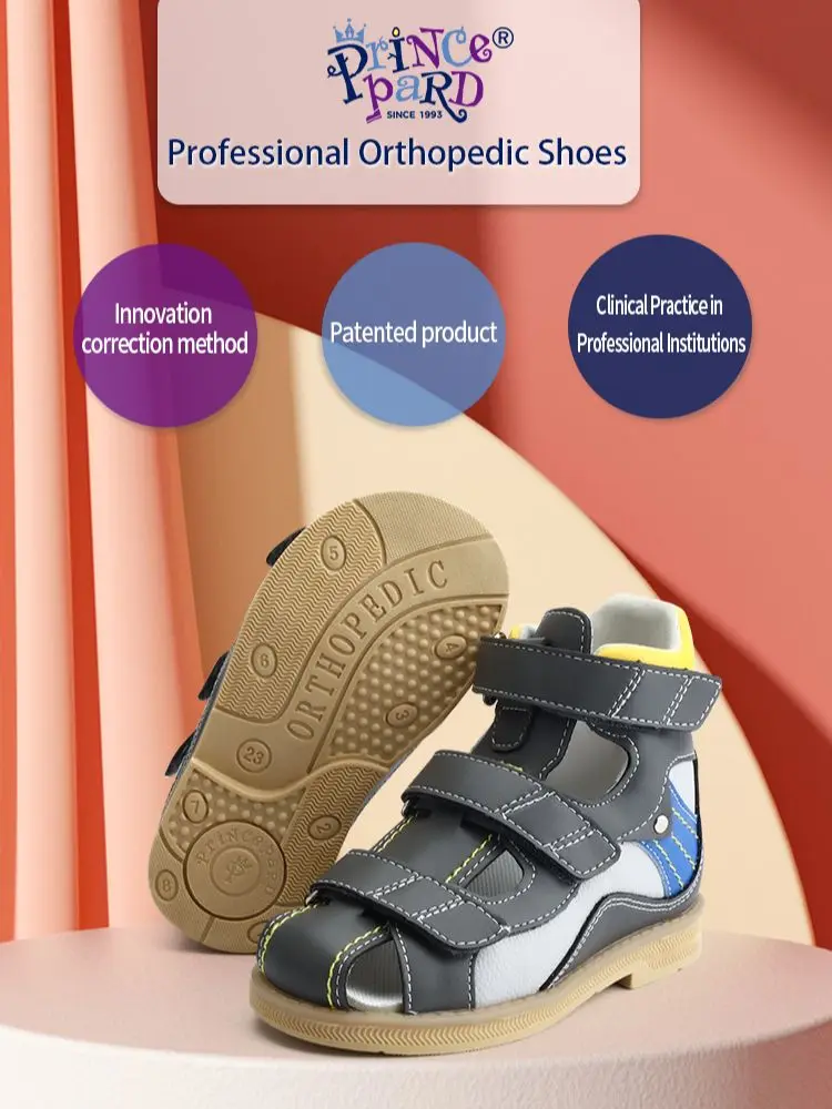 Princepard Orthopedic Kids Sandals Boys Children Summer Corrective Shoes Flat Feet Clubfoot Footwear with Arch Support