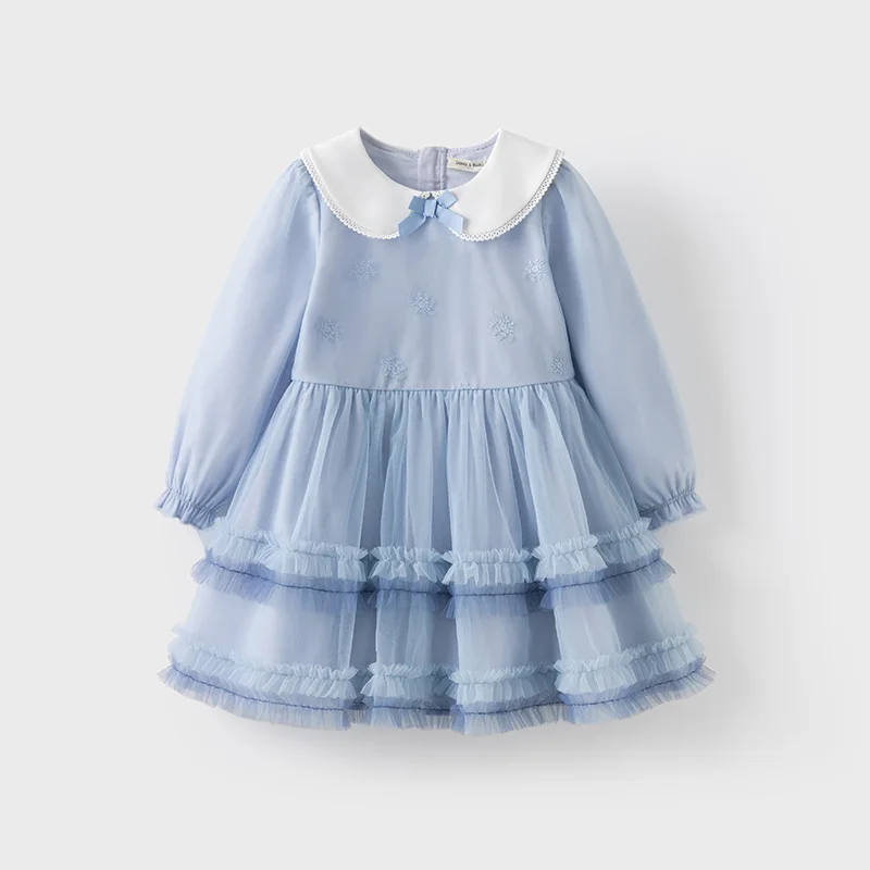 Dave Bella Children's Princess Dress Spring Sweet Cute Cherry Print Striped Long Sleeve Cotton Girls Baby Dress Party DK1250369