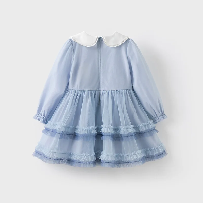 Dave Bella Children's Princess Dress Spring Sweet Cute Cherry Print Striped Long Sleeve Cotton Girls Baby Dress Party DK1250369
