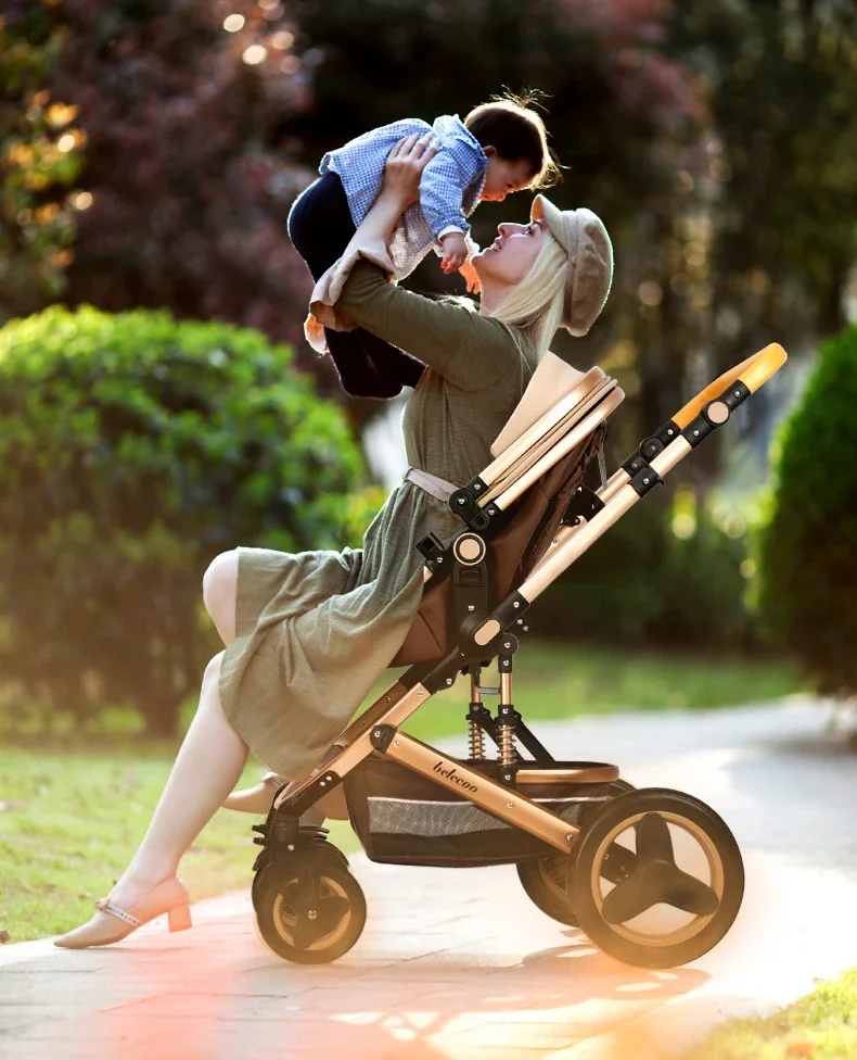 Baby Stroller 3 in 1 with Car Seat 530D Baby Carriage Removed Sleeping Basket Two-way Travel Stroller High Quality Belecoo