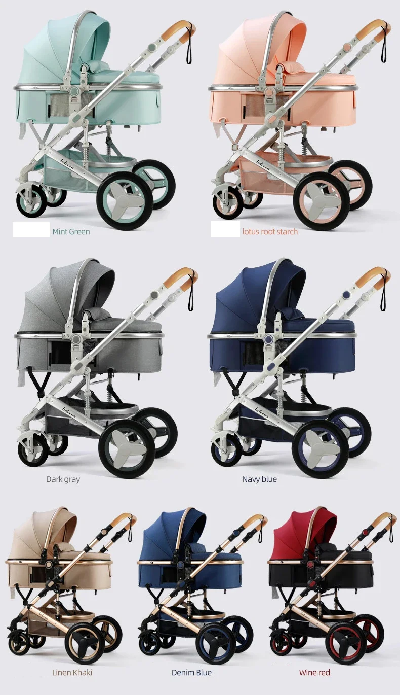 Baby Stroller 3 in 1 with Car Seat 530D Baby Carriage Removed Sleeping Basket Two-way Travel Stroller High Quality Belecoo