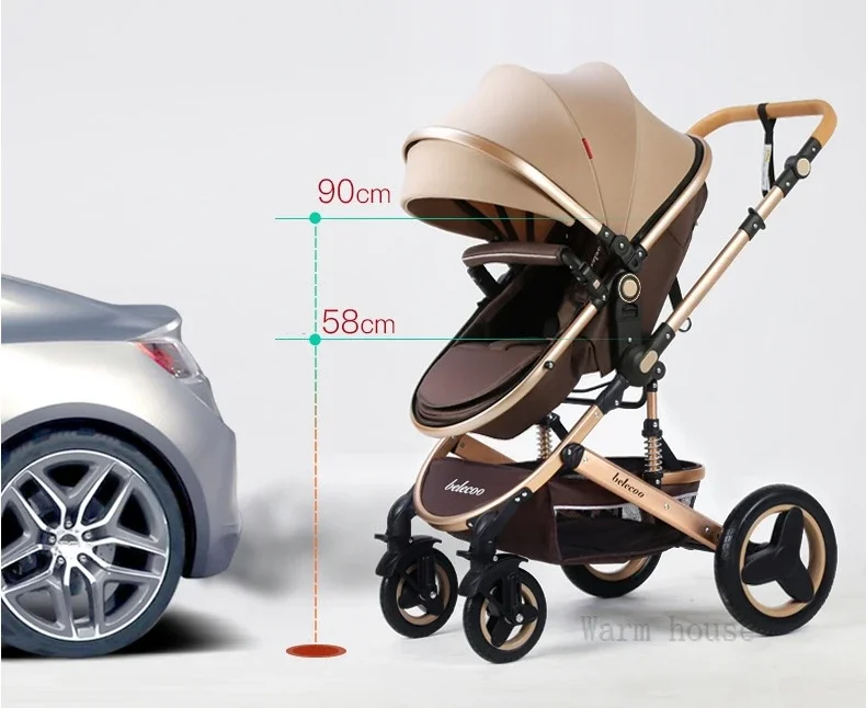 Baby Stroller 3 in 1 with Car Seat 530D Baby Carriage Removed Sleeping Basket Two-way Travel Stroller High Quality Belecoo
