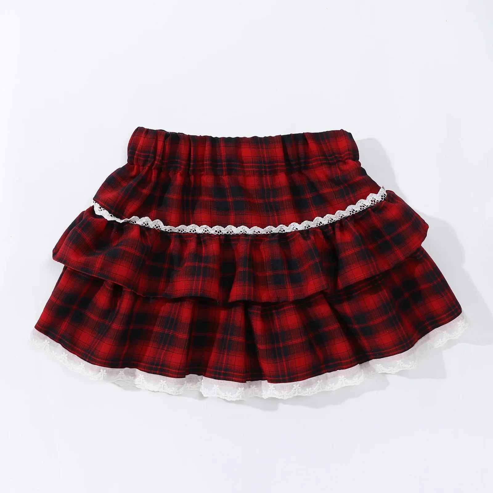 Girls Plaid Skirt 2026 New Fashion All-match Red Short Princess Skirt 8 10 12 13 Years Casual Teen School Children A-line Skirt