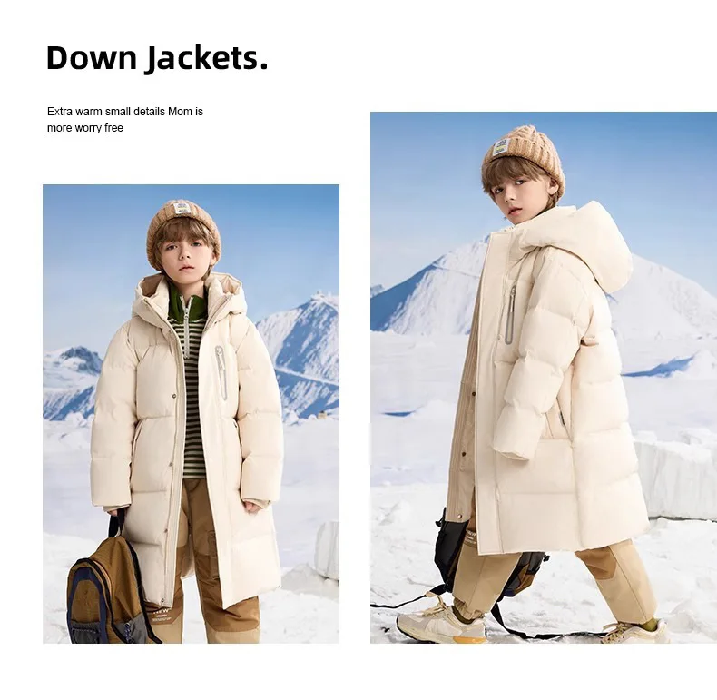Kids Winter Down Jacket For Boy Girl Hooded Waterproof Thick Warm Teenage Girl Down Jacket 5-14 Years Kids Parka Outwear Coat