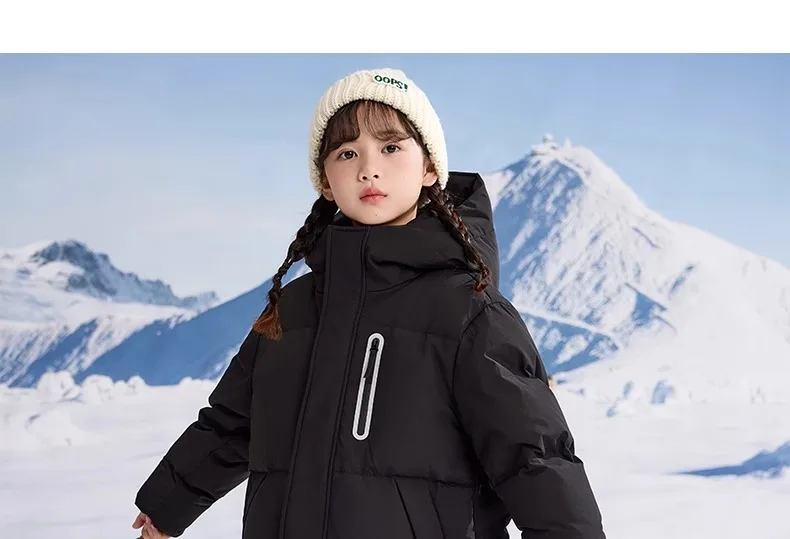 Kids Winter Down Jacket For Boy Girl Hooded Waterproof Thick Warm Teenage Girl Down Jacket 5-14 Years Kids Parka Outwear Coat