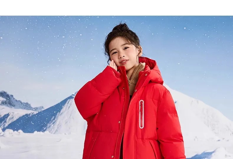 Kids Winter Down Jacket For Boy Girl Hooded Waterproof Thick Warm Teenage Girl Down Jacket 5-14 Years Kids Parka Outwear Coat
